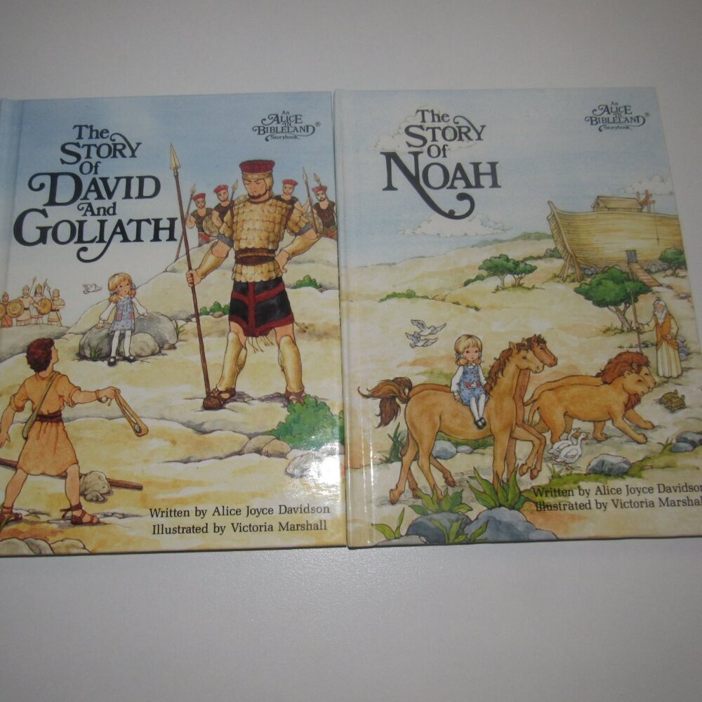 ALICE IN BIBLELAND Set 2 Hardcover Books ~Story of NOAH; Story DAVID and GOLIATH